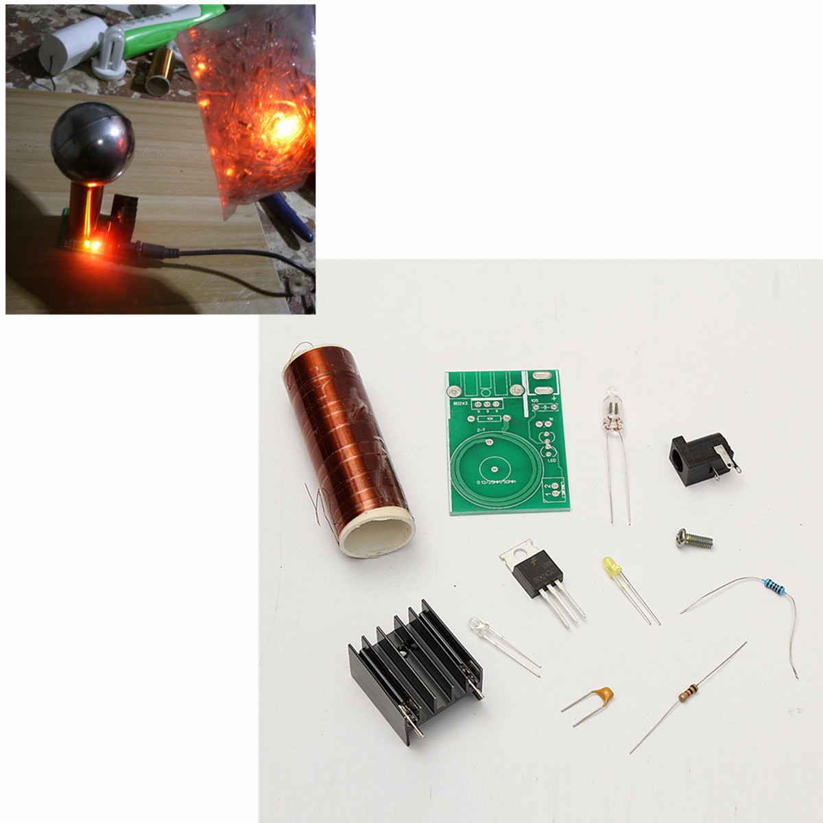 no Arc only Light Tesla Coil,Mini Tesla Coil for Dry Battery Powered,No Arc Remote Ignition Tesla Electronic DIY Kit,no Electricity finished