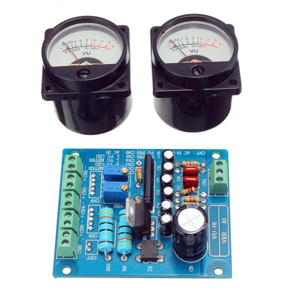 2pcs Warm Backlight Recording VU Level Meter+Audio Level Amp mit Driver Board DE 