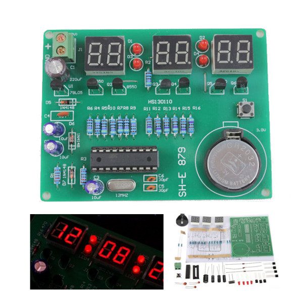 5-12V DIY Bausatz Kit 6 Digital LED Elektronik Uhr AT89C2051 10 cm x 5.2 cm